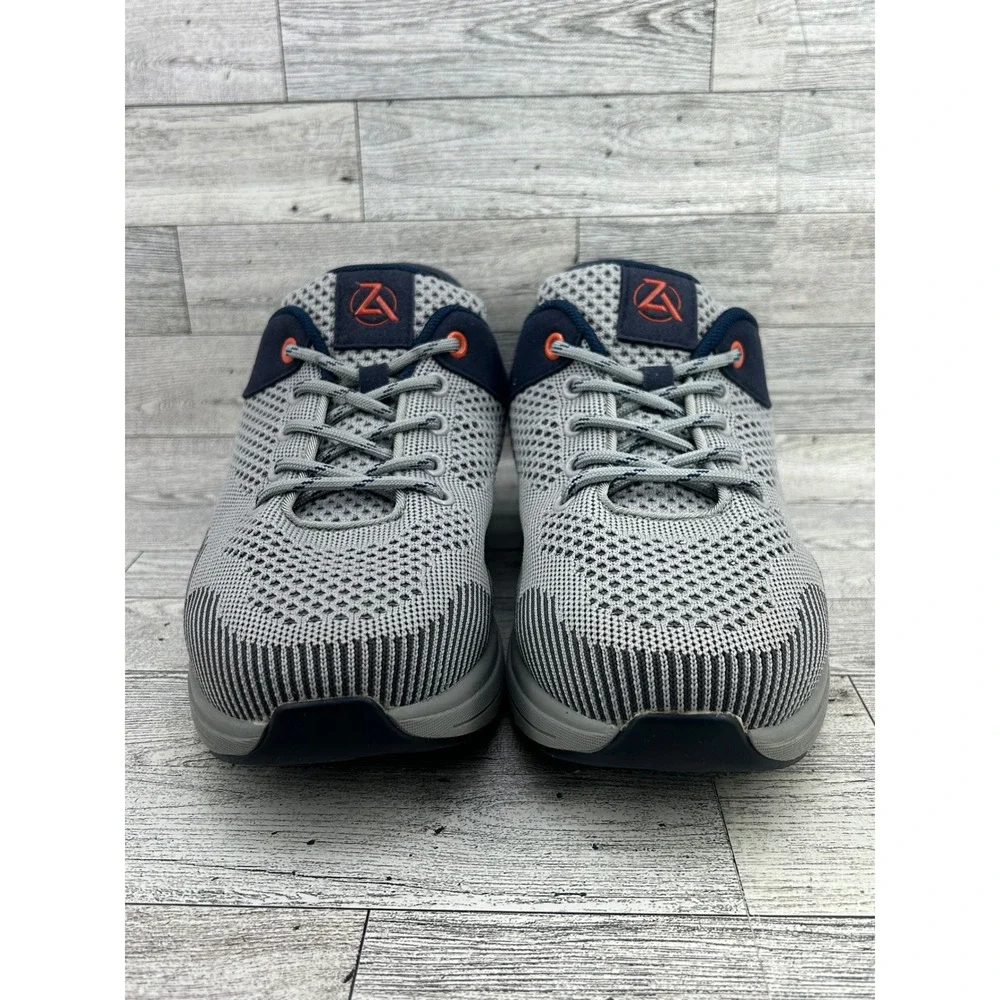 ZEBA Men's Athletic Shoes Gray Navy Orange Lace Up‎ Knit Sneakers Size 8.5